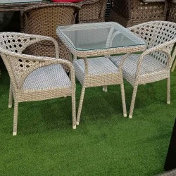 Kofe Massa dəsti kvadrat 60*60 Həsir-Rattan