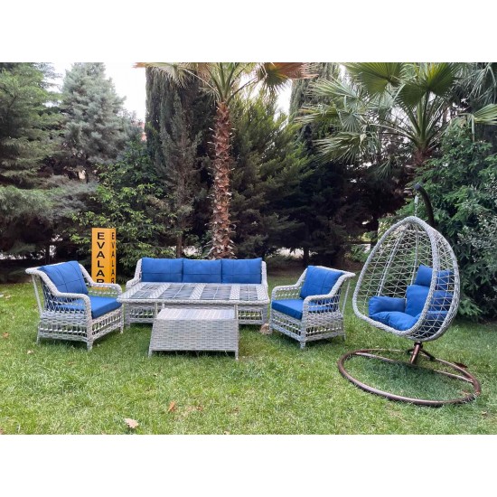 Həsir-Rattan Turk divan dəsti + Damla yelləncək sunurlu
